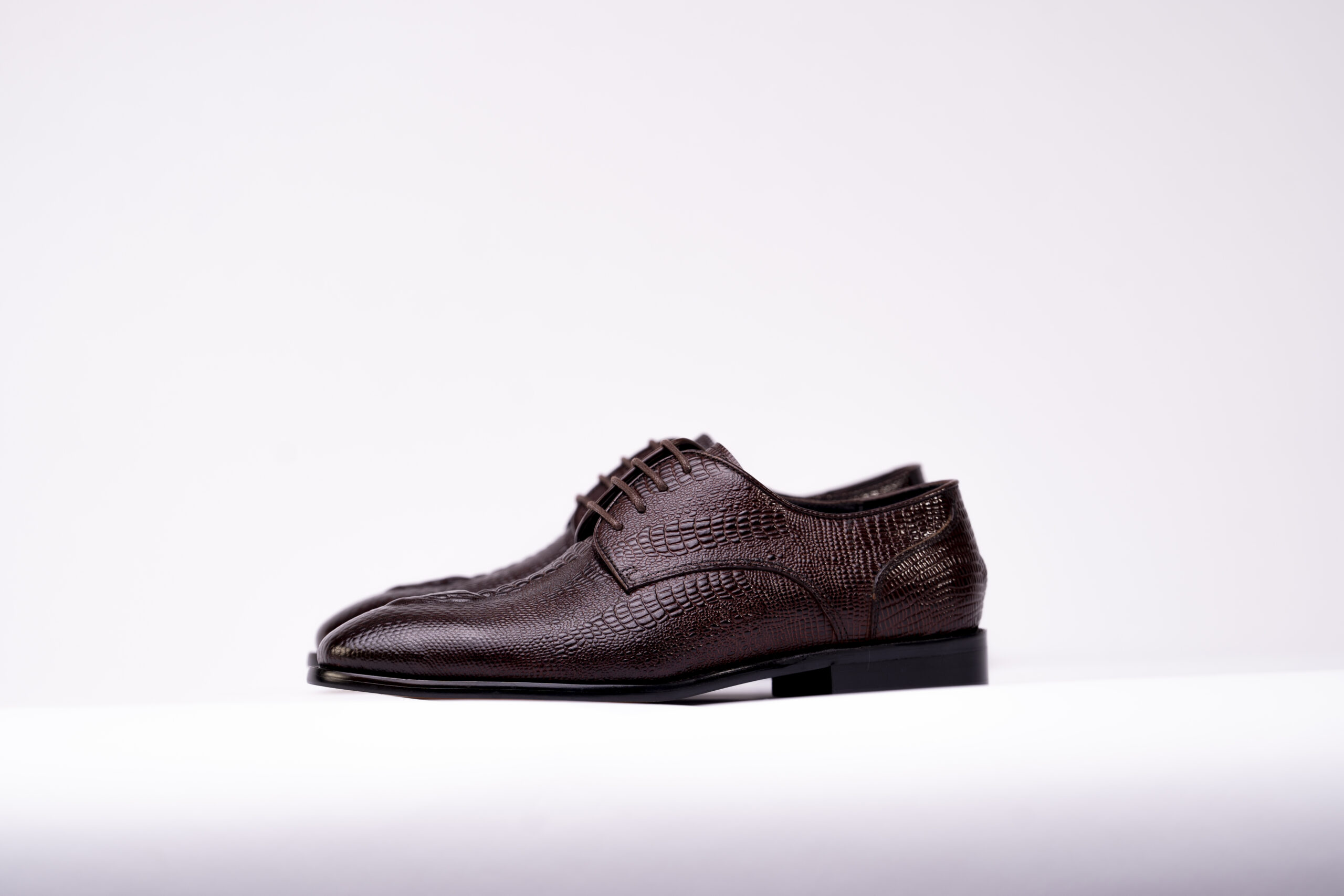 Textured Calfskin Derby - Brown - Image 4